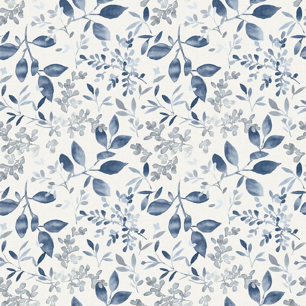 Chesapeake Tinker Blue Navy Woodland Botanical Wallpaper Sample