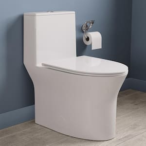 1-Piece 1.1/1.6 GPF 360° Dual Flush Comfortable Height Elongated Toilet in White 12 in. Rough-In, Seat Included