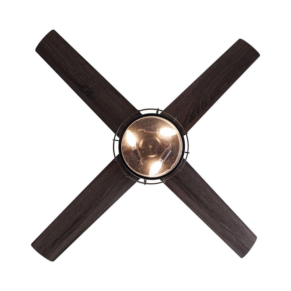 52-Inch Oil-Rubbed Bronze Industrial Ceiling Fan with Light and Remote