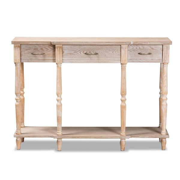 Baxton Studio Hallan 48 in. Oak Brown Rectangle Wood Console Table