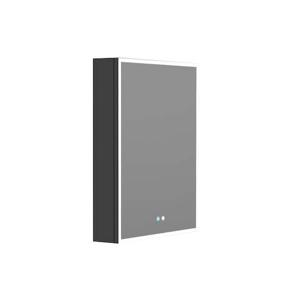 HOMLYLINK 24 in. W x 32 in. H Rectangular Black Aluminum Left Door Recessed or Surface Mount Medicine Cabinet with Mirror Interior
