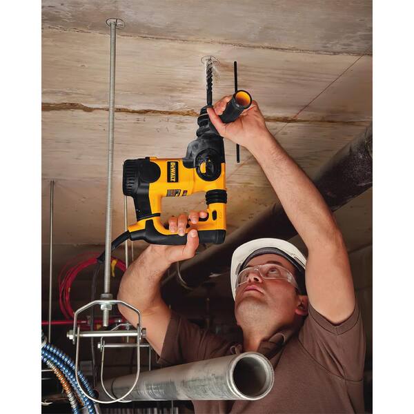 DEWALT - 8 Amp 1 in. Corded SDS-plus L-Shape Concrete/Masonry Rotary Hammer with SHOCKS, Case and Bonus 4-1/2 in. Angle Grinder