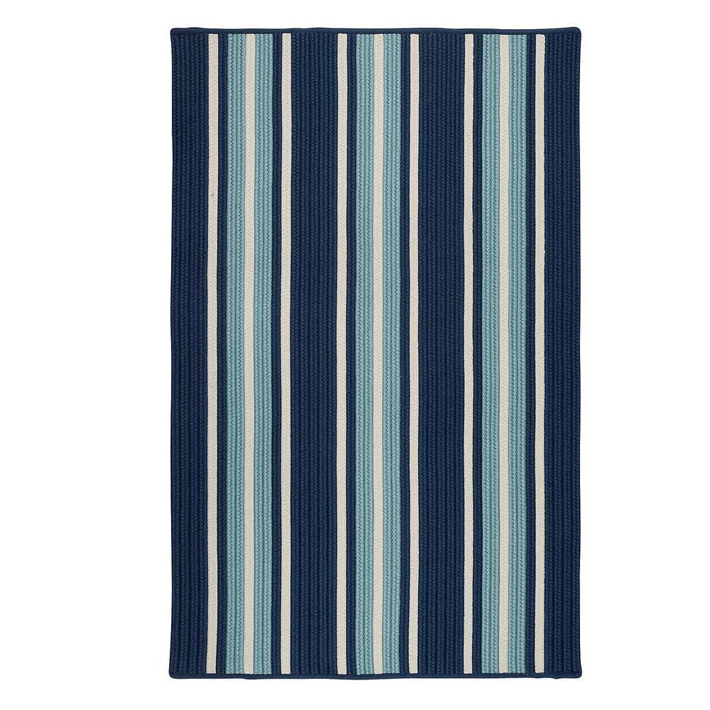 Mesa Stripe Shoreline Blue 12 ft. x 15 ft. Indoor/Outdoor Area Rug