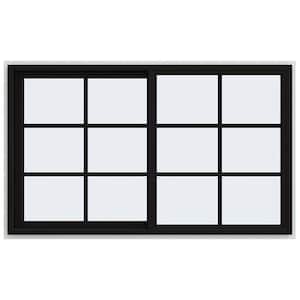 60 in. x 36 in. V-4500 Series Black Exterior/White Interior FiniShield Vinyl Left-Handed Sliding Window w/Colonial Grids