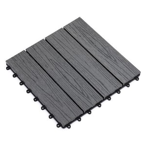 12 in. x 12 in. Gray Square Outdoor Interlocking Deck Tiles All Weather (Set of 11 Tiles)