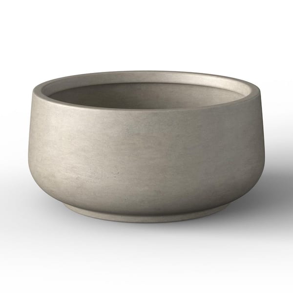 Morrava 17.5 in. Medium Light Gray (Enhanced Interior) Concrete Round Planter / Pot with Drainage Holes