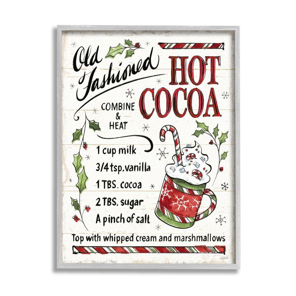 Hot Cocoa Holiday Cooking Instructions By Anne Tavoletti Framed Print Abstract Texturized Art 24 in. x 30 in -  Stupell Industries, af-632_gff24x30