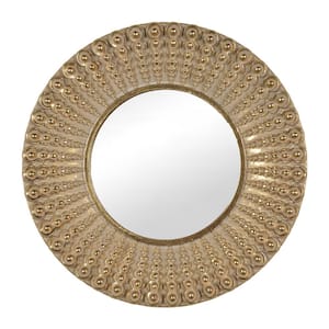 14 in. W x 14 in. H Round Polyresin Framed Gold Decorative Mirror Sunburst Wall Mirror