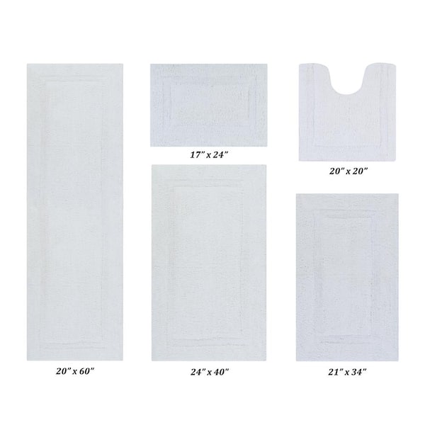 Better Trends Lux Collection White 100% Cotton 5-Piece Bath Rug Set