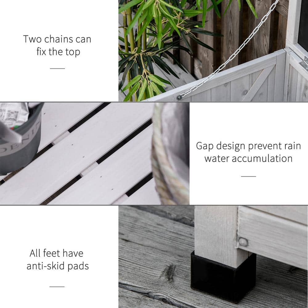 Gray Wooden Outdoor Storage Deck Box with Aerating Gap