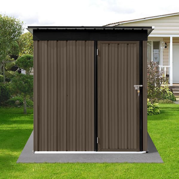 Lemon 5 ft. W x 4 ft. D Brown Outdoor Galvanized Metal Storage Shed with Lockable Door and Air Vents (21.84 sq. ft. )