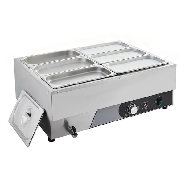 Commercial Food Warmer, 1500W Electric Stainless Steel Steam Food Warming with Lid, Fast Heating Countertop Bain Marie