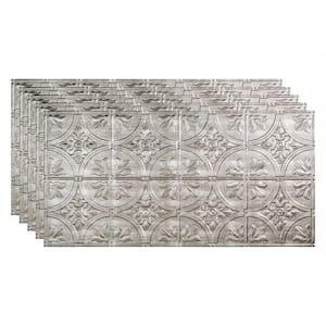Traditional #2 2 ft. x 4 ft. Glue Up Vinyl Ceiling Tile in Crosshatch Silver (40 sq. ft.)