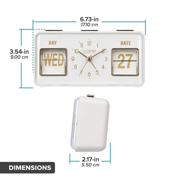 La Crosse Clock Daily Flip White Tabletop Alarm Clock with