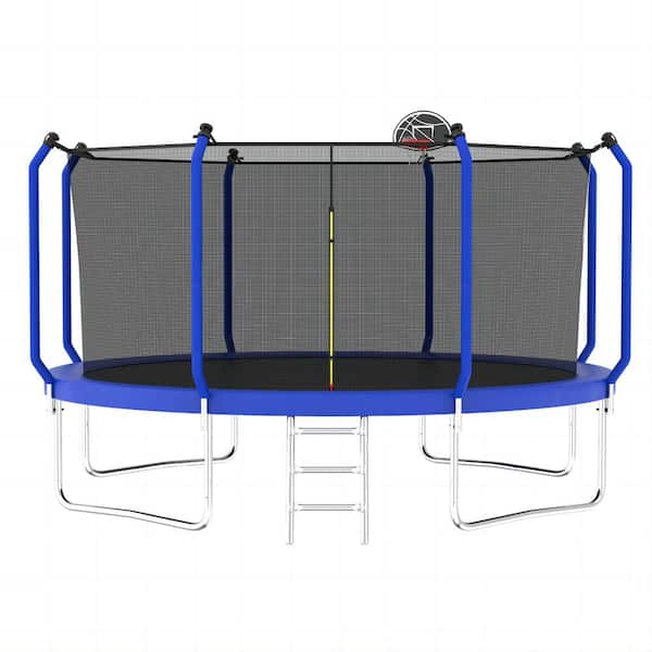 Unbranded 14 ft. Outdoor Trampoline With Basketball Hoop And Fence For Backyard Garden