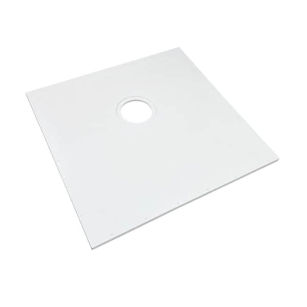 Transolid Ready to Tile 35.4 in. L x 35.4 in. W Alcove Shower Pan Base with Center Drain in White