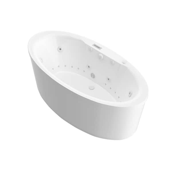 Universal Tubs Sunstone Diamond Series 5.7 ft. Acrylic Center Drain Flatbottom Whirlpool and Air Freestanding Bathtub in White