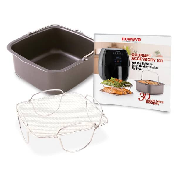 Nuwave 36223 Brio 2 qt Air Fryer Gourmet Accessory Kit Pan & Reversible  Rack