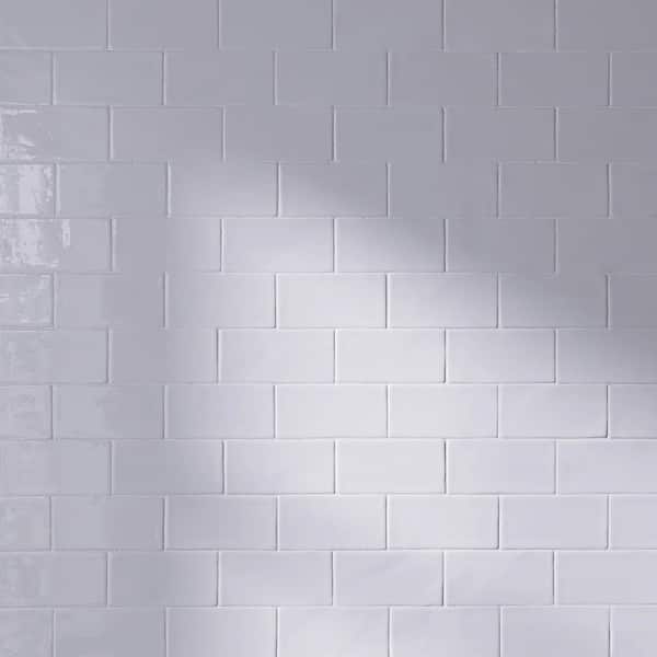 MOLOVO New Country White 5.9 in. x 2.95 in. Polished Ceramic Tile Sample
