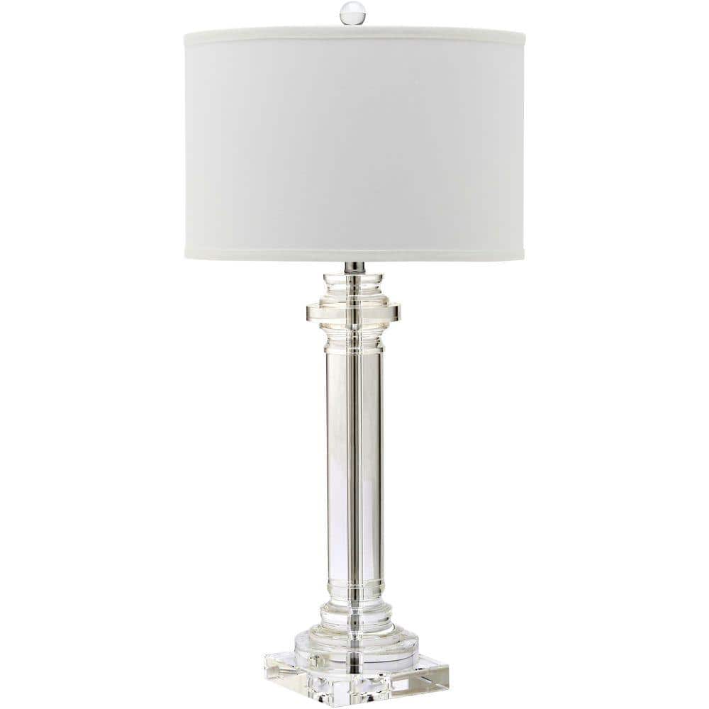 SAFAVIEH Nina 30 in. Clear Crystal Column Table Lamp with White Shade  LIT4166A The Home Depot