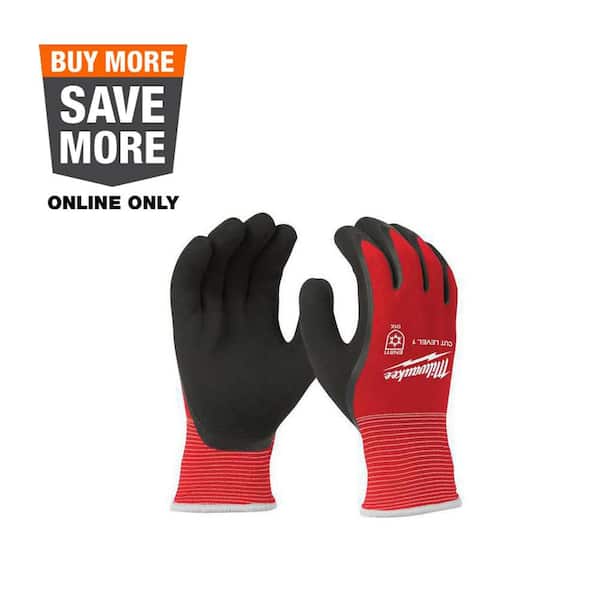 Large Red Latex Level 1 Cut Resistant Insulated Winter Dipped Work Gloves