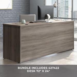 Affirm 71.102 in. Hudson Elm Desk with (Assembled) 3-Drawer and 2-Drawer Mobile File Cabinets and 2-Drawer Lateral File