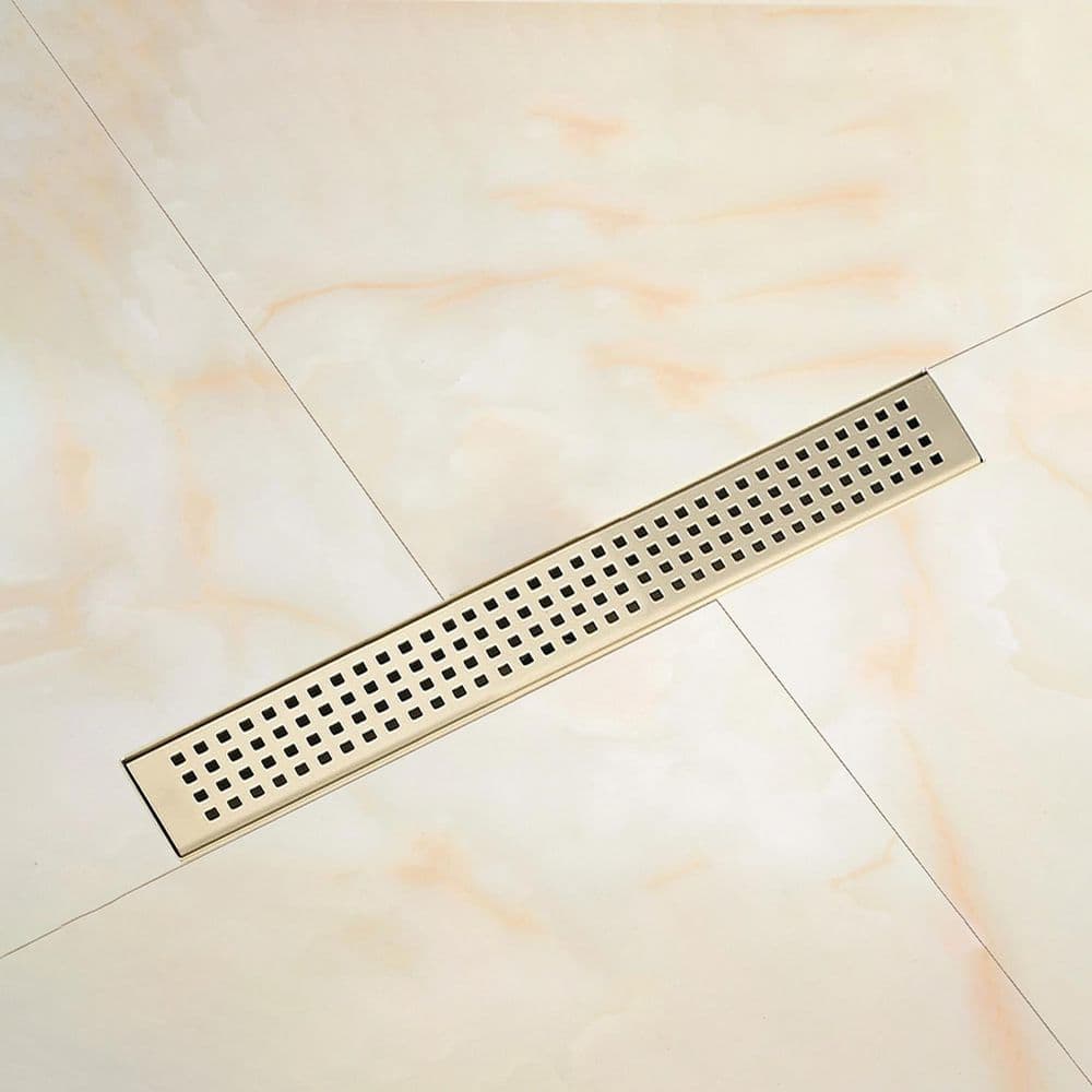 30 in. Linear Grid Shower Drain with Leveling Feet in Brushed Gold price history on PriceWatchPro