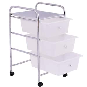 12.6 in. W x 24.4 in. H Clear Pull-Out Plastic 3-Drawer Rolling Storage Cart
