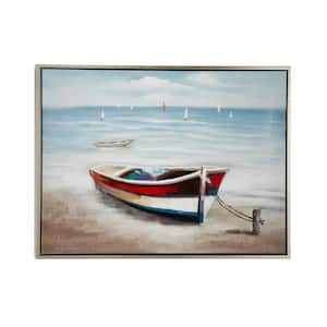 1- Panel Sail Boat Framed Wall Art with Silver Frame 36 in. x 47 in.