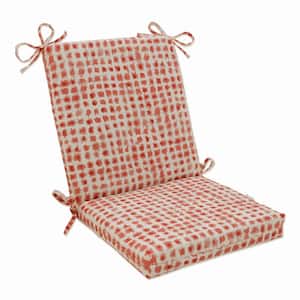 Abstract Outdoor/Indoor 18 in W x 3 in H Deep Seat, 1-Piece Chair Cushion and Square Corners in Red/Ivory Alauda
