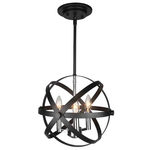 Unbranded 3-Light Black Globe Pendant