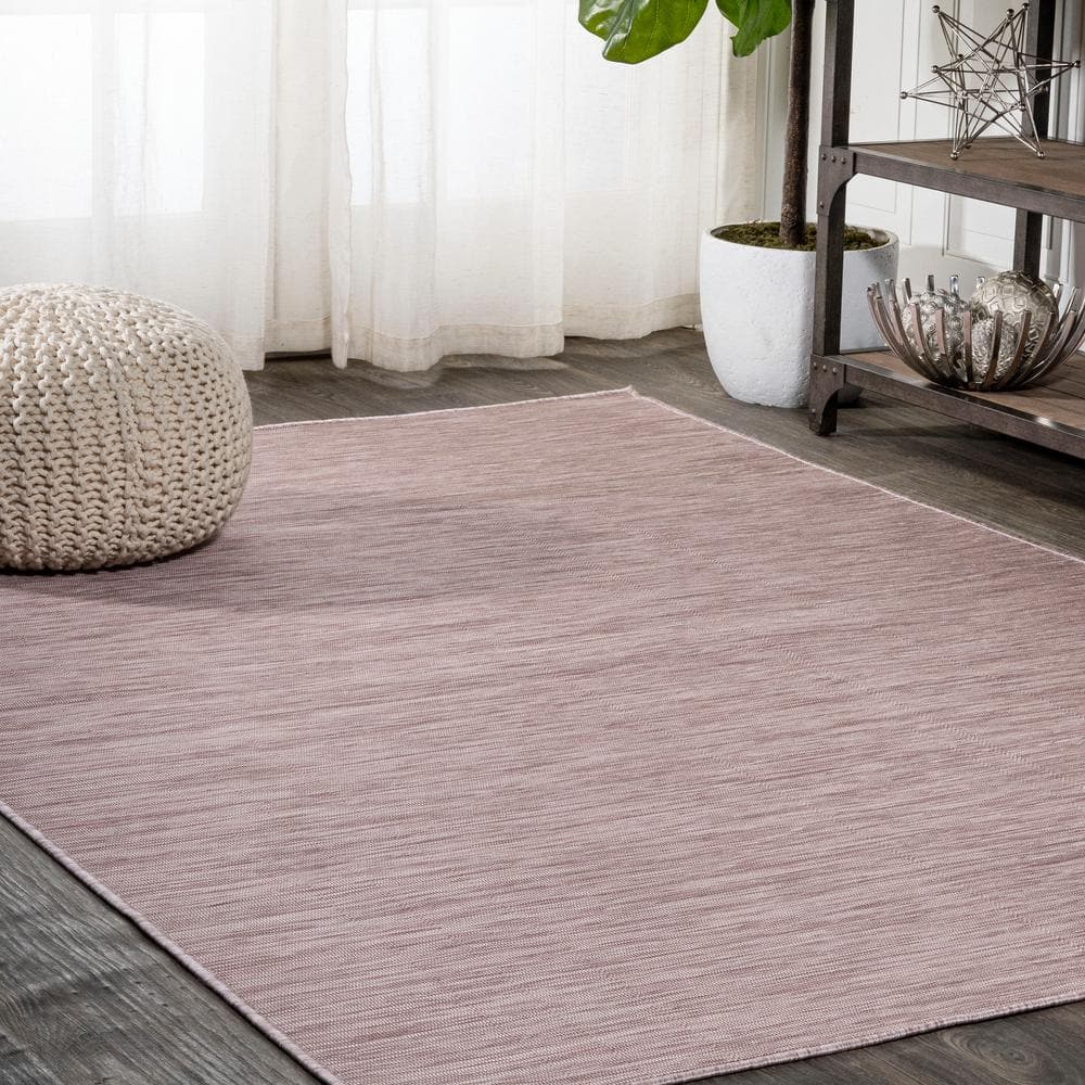 JONATHAN Y Ethan Modern Flatweave Pink 9 ft. x 12 ft. Solid Indoor/Outdoor Area Rug TSN100F9