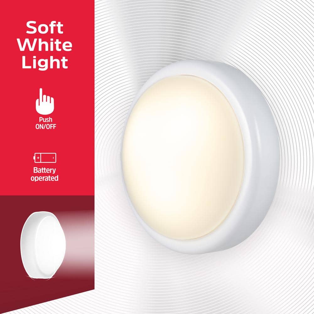 Energizer White Plastic Battery-Operated Tap Light