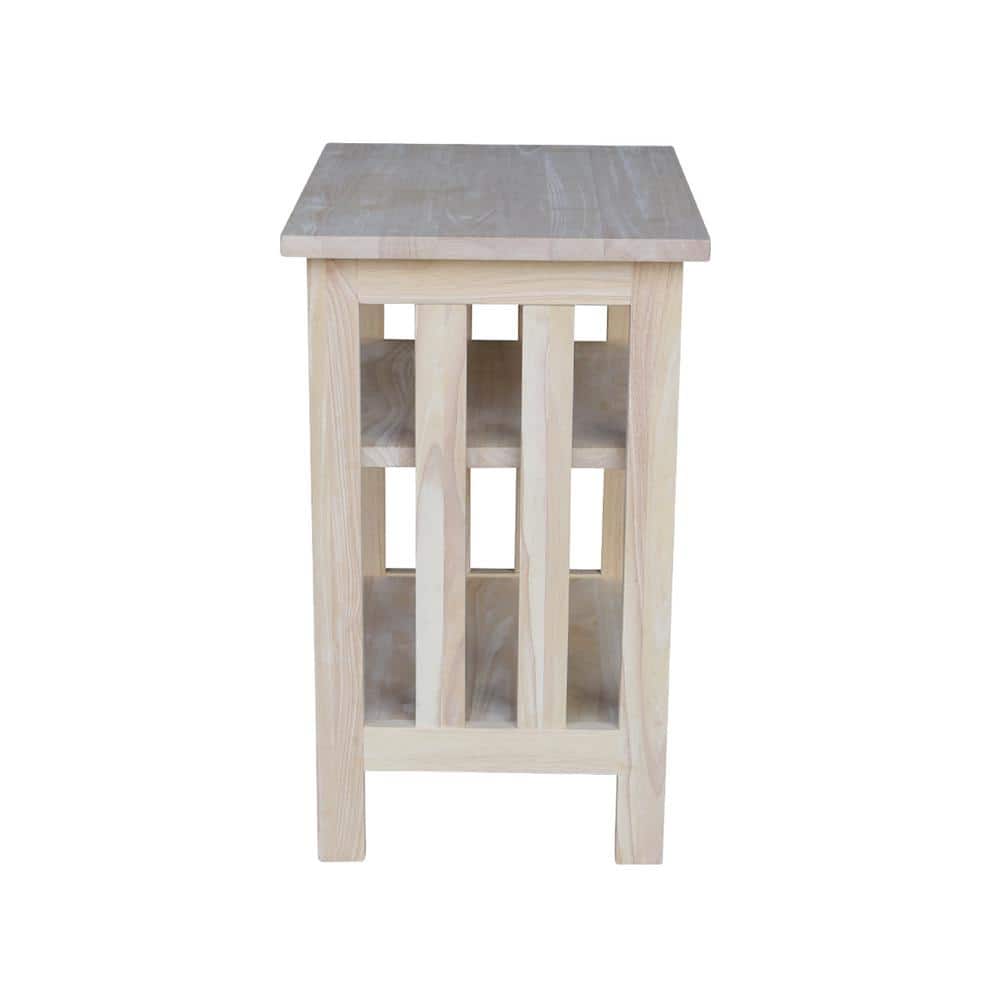 Unfinished Natural Wood 24" Mission Printer Stand with Shelves