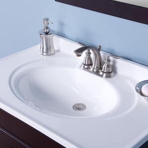 31 in. W x 22 in. D Cultured Marble White Round Single Sink Vanity Top in White