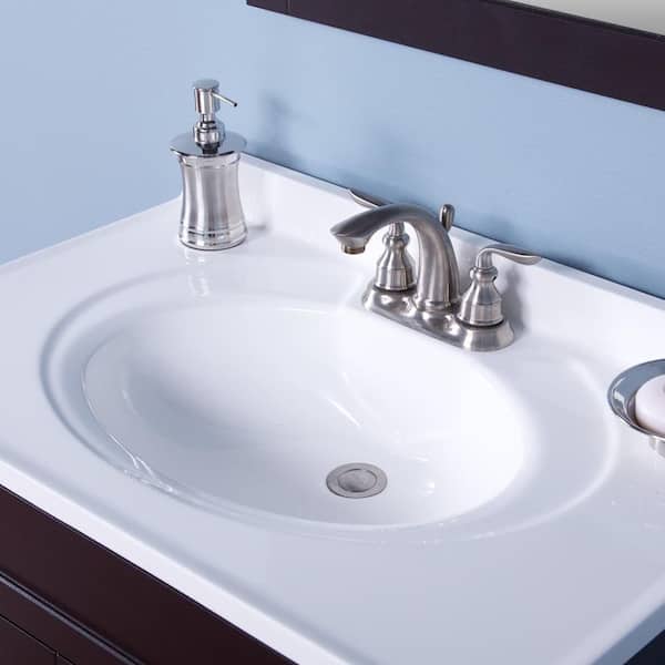 Glacier Bay 31 in. W x 22 in. D Cultured Marble White Round Single Sink Vanity Top in White