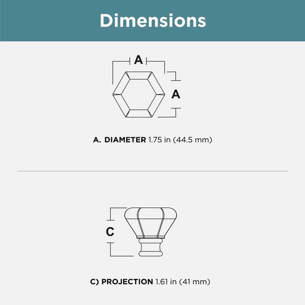 Modern Hexagon 1-3/4 in. (45 mm) Satin Nickel and Clear Acrylic Cabinet Knob Modern Hexagon 1-3/4 in. (45 mm) Satin Nickel and Clear Acrylic Cabinet Knob
