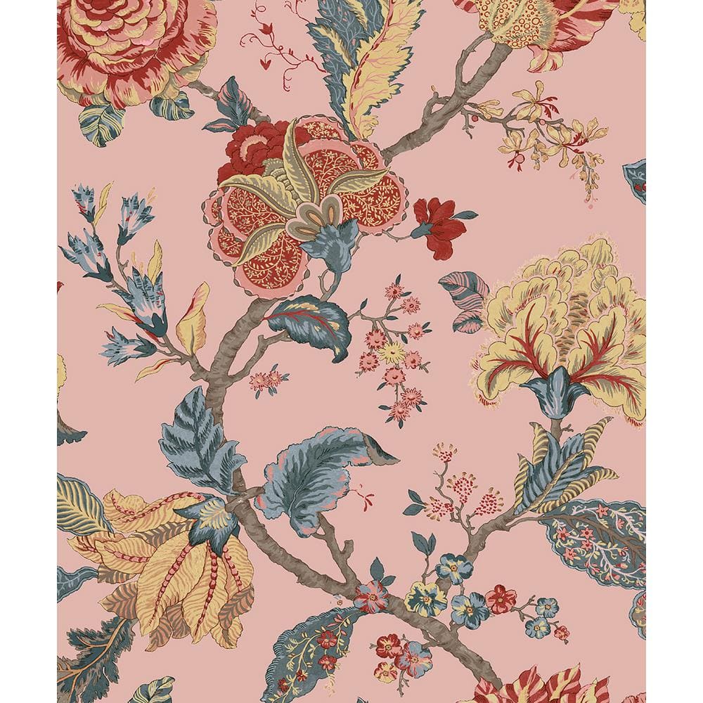Blush Floral Jacobean Peel and Stick Wallpaper