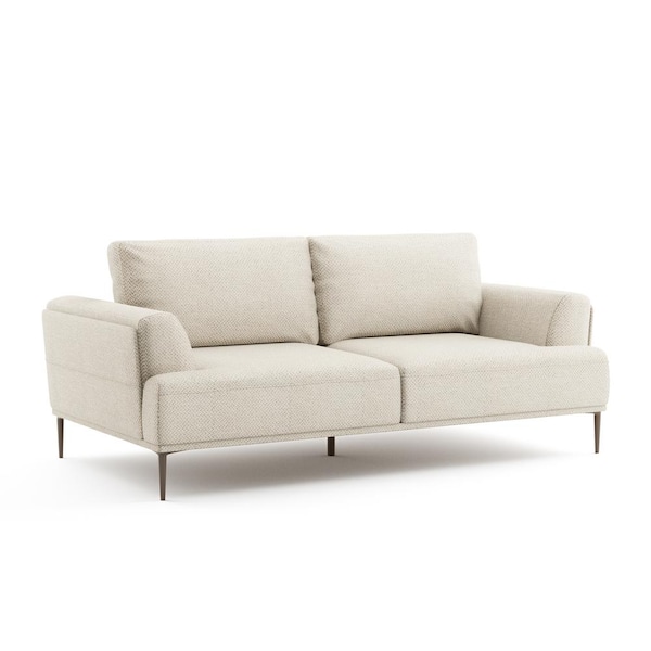 Furniture of America Orlandi 81 in. Flared Arm Chenille Rectangle with Extendable Backrest Sofa in Beige