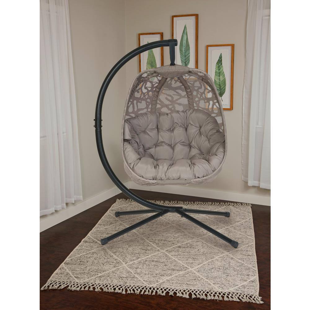 Spanish Gray Hanging Egg Chair with Cushions