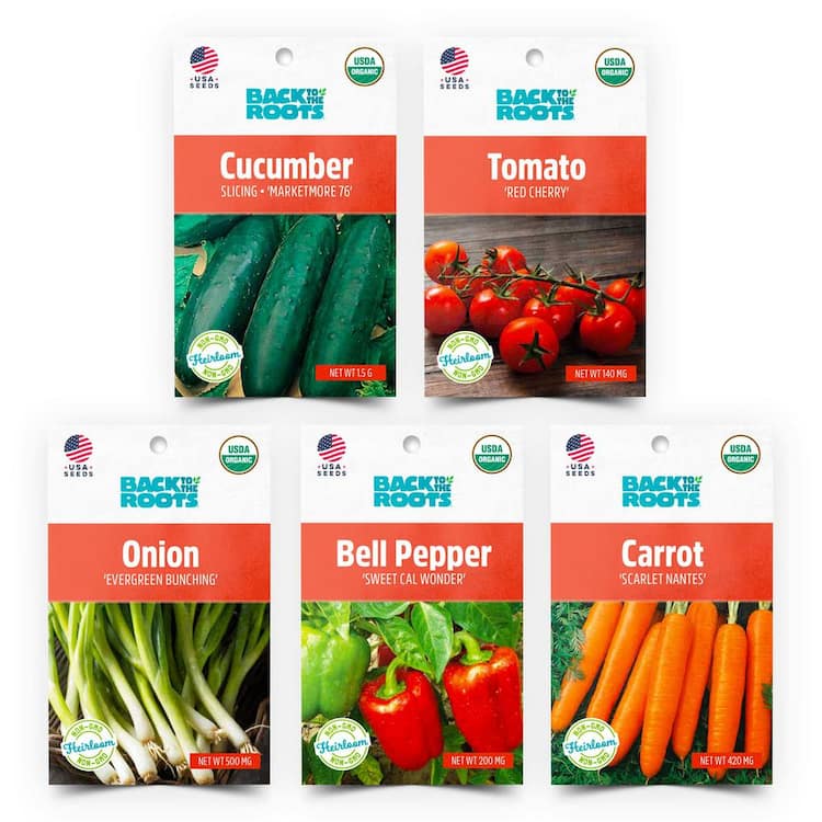Back to the Roots Organic Vegetable Seeds Variety (5-Pack)