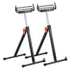 VEVOR 2-Pack Roller Stands – 250 Lbs Capacity, 27-43" Adjustable Height, Folding Steel Roller For Table Saw Outfeed Support