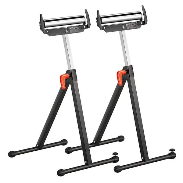VEVOR 2-Pack Roller Stands 250 lbs. Load Capacity 44.21 in. x 16.93 in. Adjustable Height Folding Rolling Roller Stands