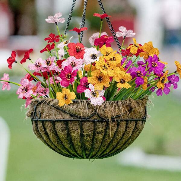 Artificial Flowers 13 in. Mix Color Faux Plastic Plants UV