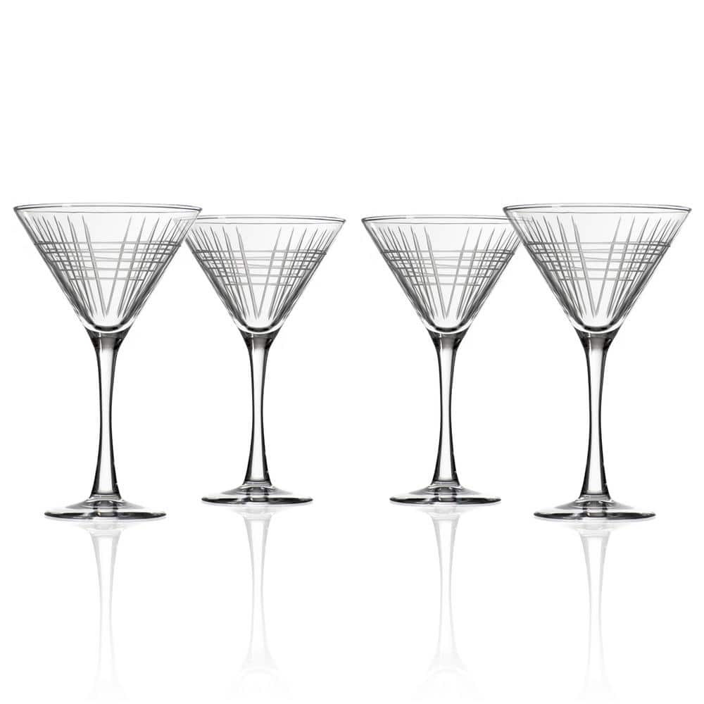 Red & White Swirl Martini glasses 12 oz set of Four