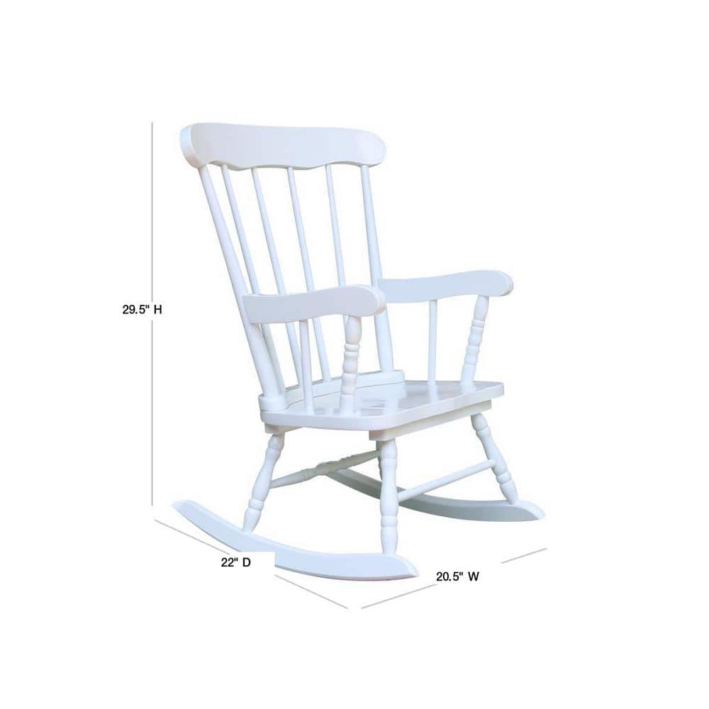 White Solid Wood Juvenile Rocker with Spindle Back