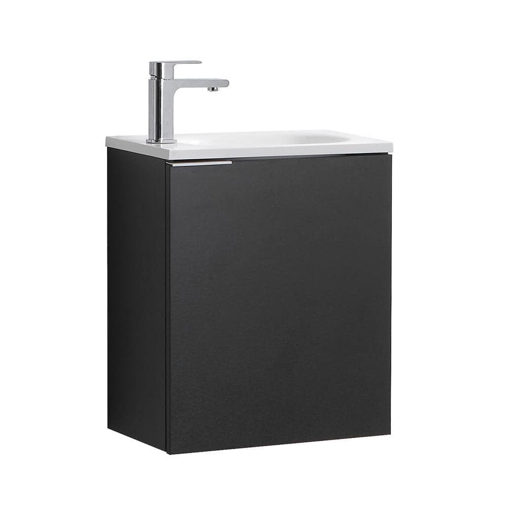 Valencia 20" Black Wall-Mount Vanity with White Acrylic Sink