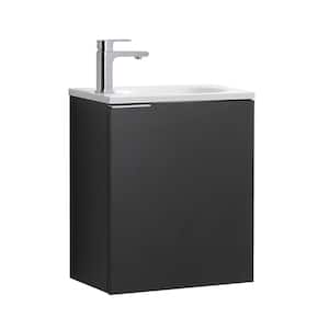 Valencia 20 in. W Wall Hung Bathroom Vanity in Black with Acrylic Vanity Top in White