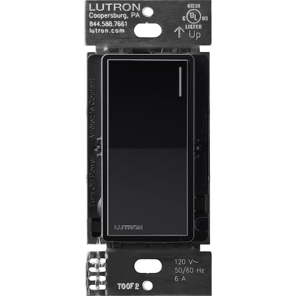 Lutron Sunnata Switch, for 6A Lighting or 3A 1/10 HP Motor, Single Pole/Multi Location, Black (ST-6ANS-BL)