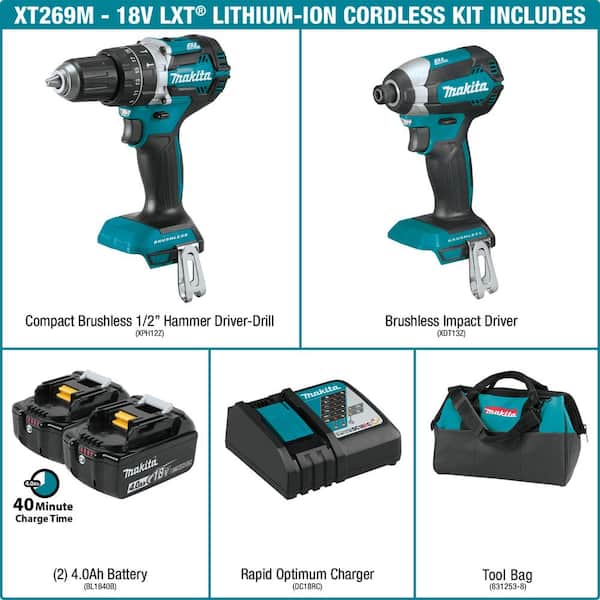 18V LXT Brushless Cordless Combo Kit (2-Tool) with bonus 18V Sub-Compact Brushless 1/2 in. Square Drive Impact Wrench